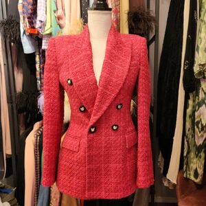 Women's Zara  Pink Double-Breasted Jacket replaced buttons XS